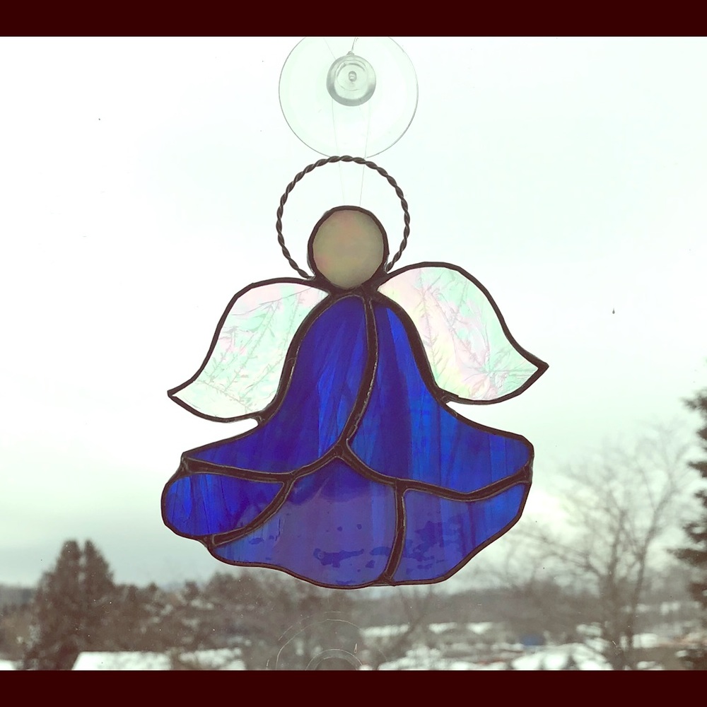 Handmade stained glass flower angel